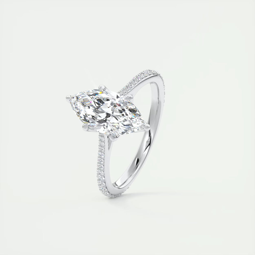 1.85 Ct Cathedral Royale Pavé Marquise Floral Flush Stacking Pave Cathedral six prong Ring