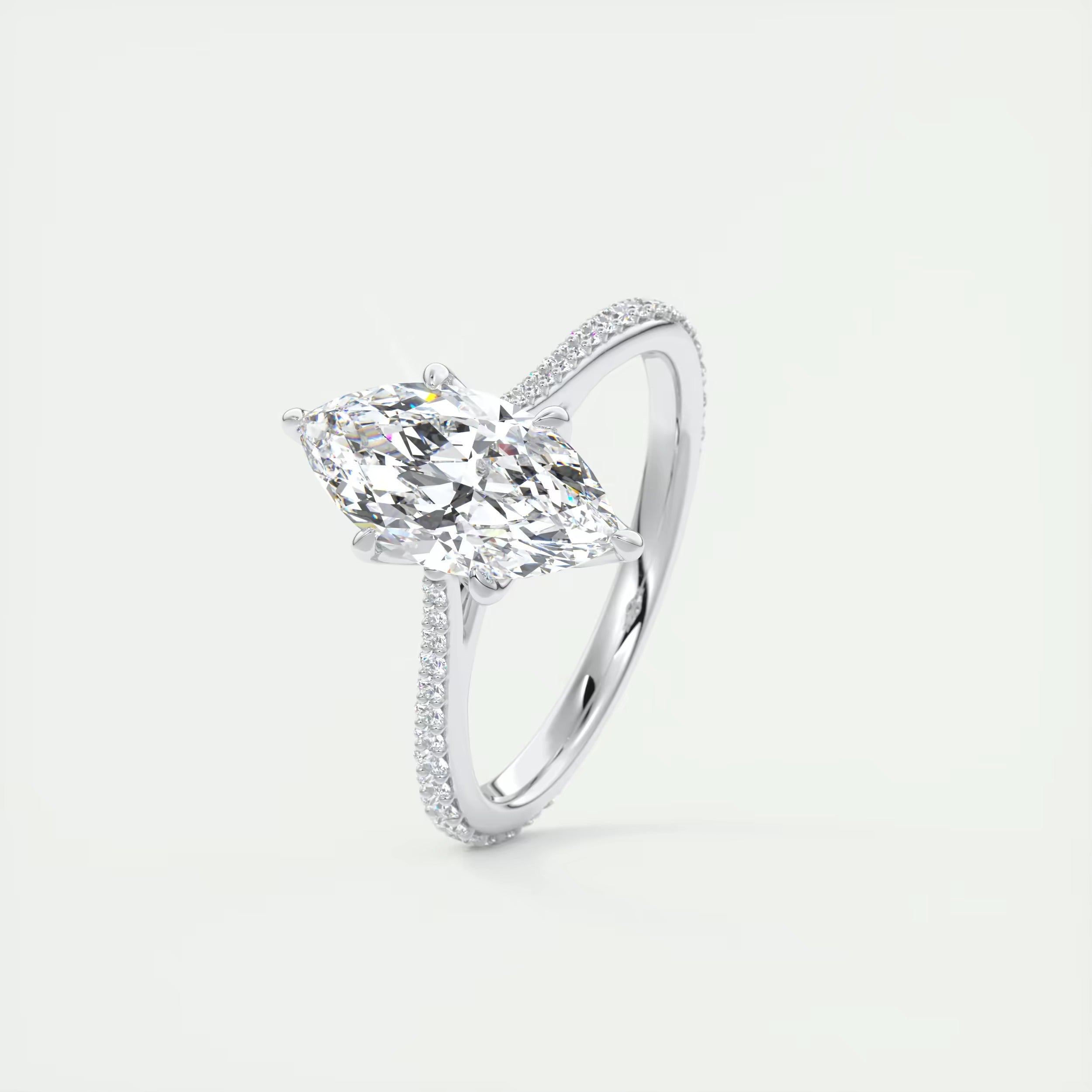 1.85 Ct Cathedral Royale Pavé Marquise Floral Flush Stacking Pave Cathedral six prong Ring