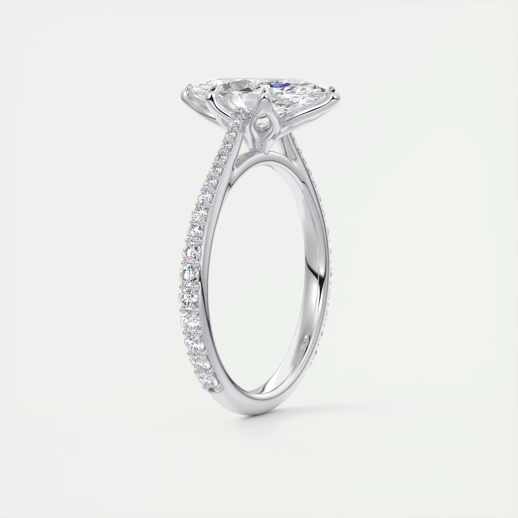 1.85 Ct Cathedral Royale Pavé Marquise Floral Flush Stacking Pave Cathedral six prong Ring