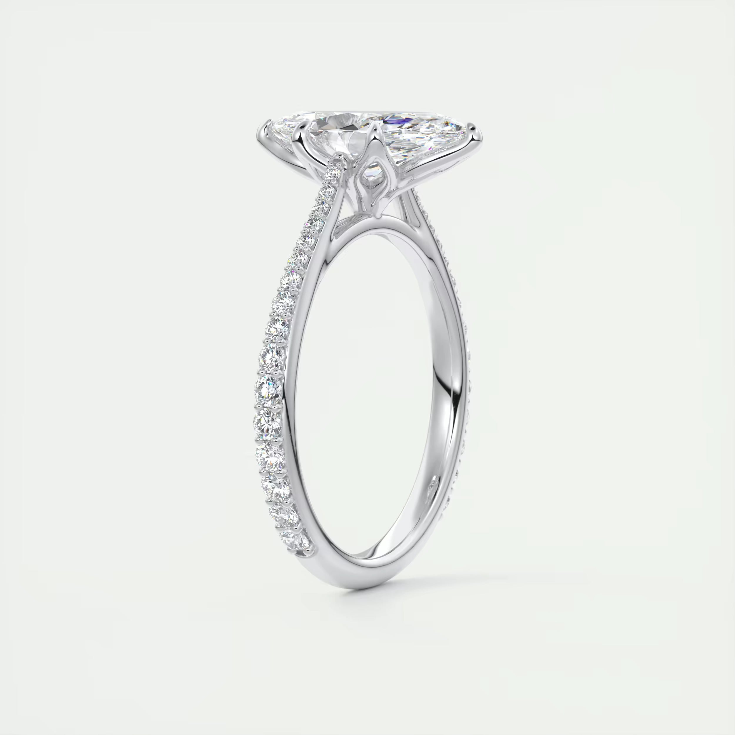 1.85 Ct Cathedral Royale Pavé Marquise Floral Flush Stacking Pave Cathedral six prong Ring