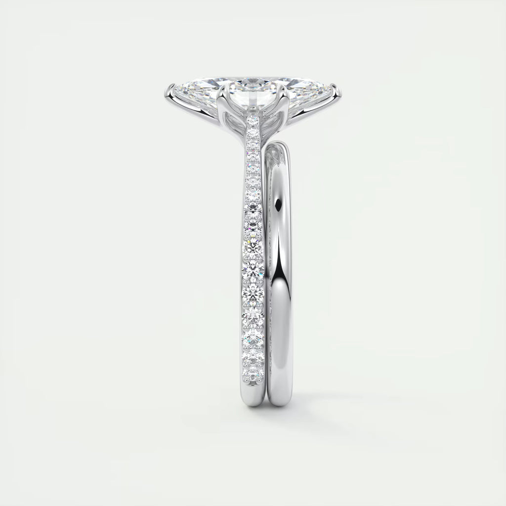 1.85 Ct Cathedral Royale Pavé Marquise Floral Flush Stacking Pave Cathedral six prong Ring