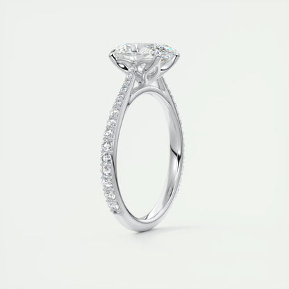 1.85 Ct Cathedral Royale Pavé Oval Floral Solitaire Ring