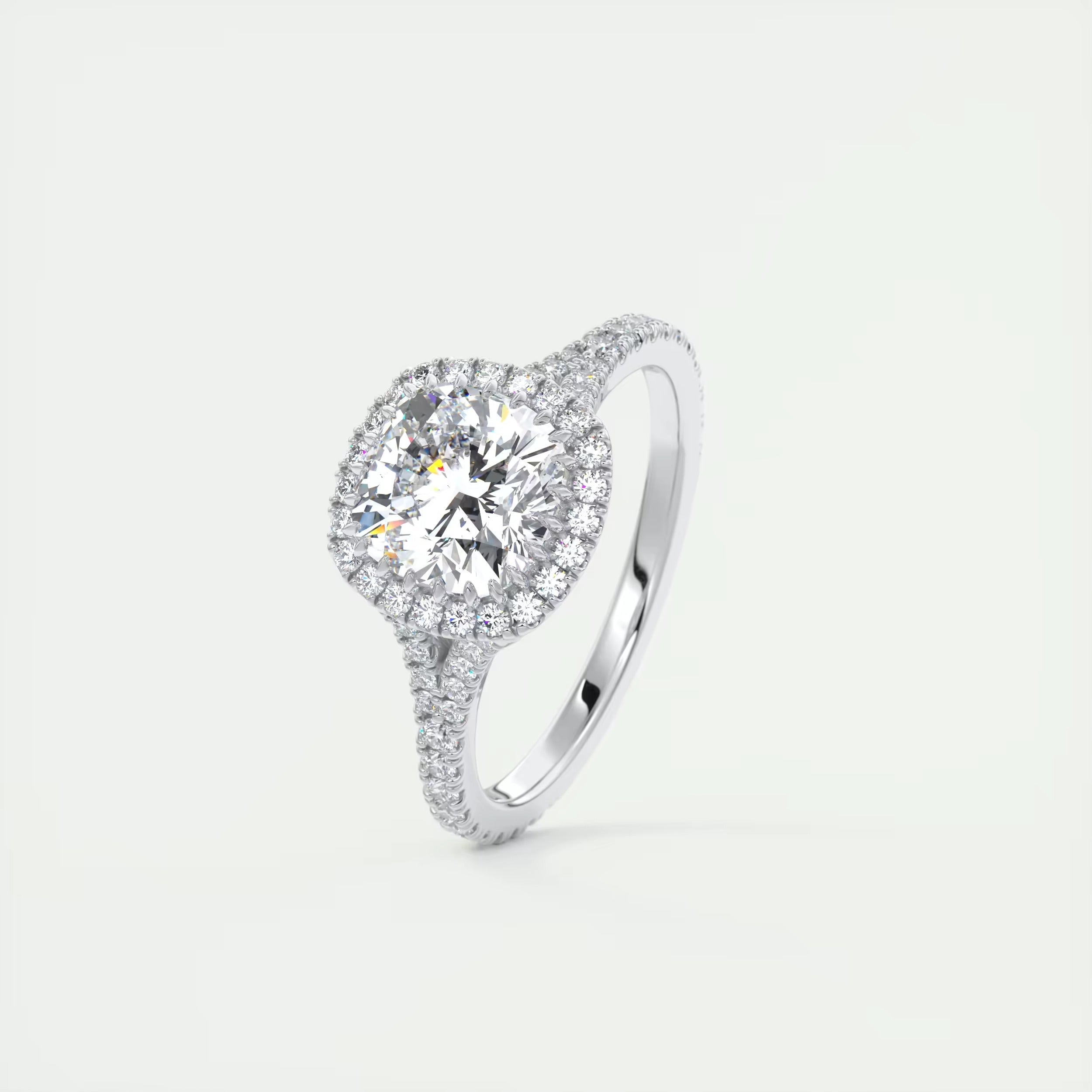 2.50 Ct The French Halo Cushion Cut Diamond with Miniature Prongs  french pavé Ring
