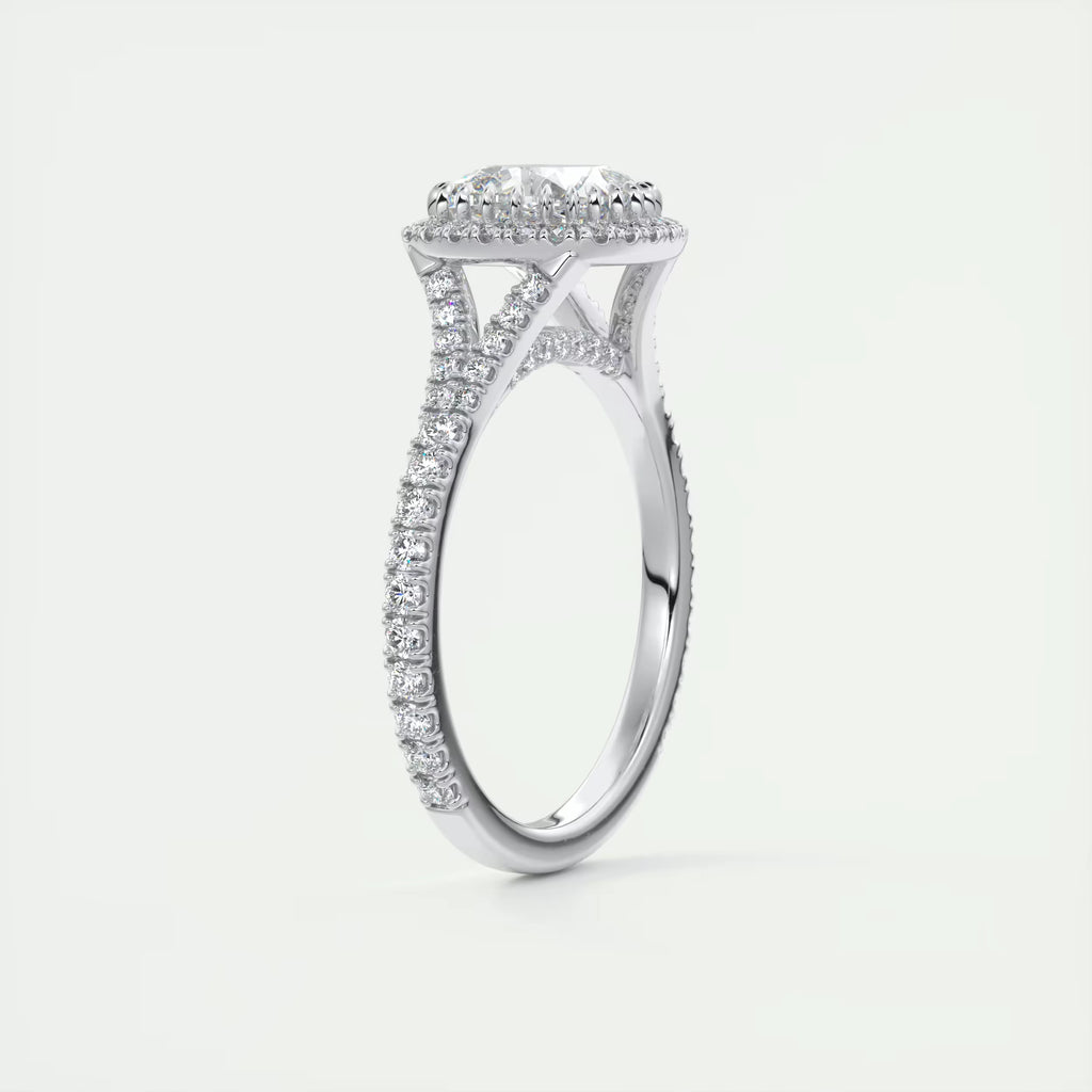 2.50 Ct The French Halo Cushion Cut Diamond with Miniature Prongs  french pavé Ring