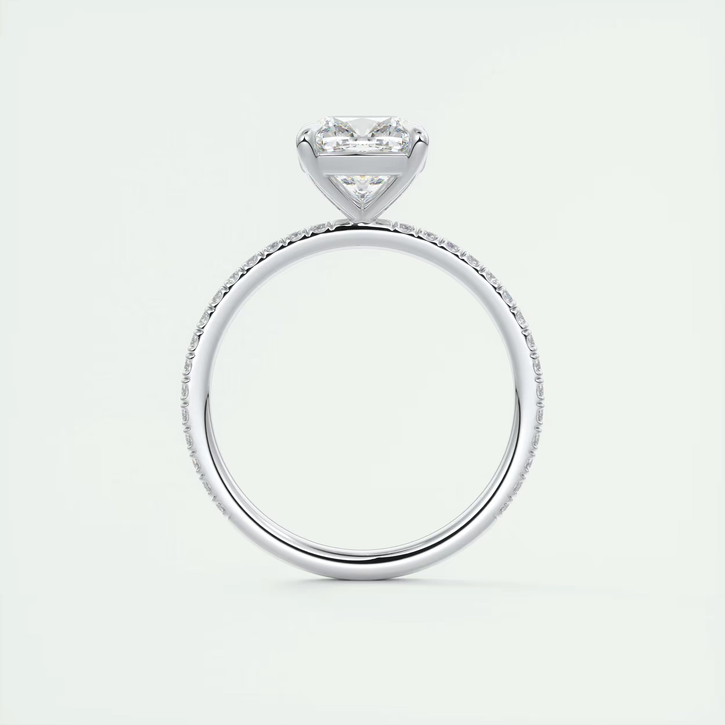 2.25 Ct Harper Pavé Center Stone Cushion with 1.5mm French Set Pavé Ring