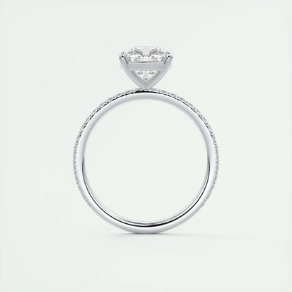 2.25 Ct Harper Pavé Cushion Center with 1.5mm French Set Pavé Ring