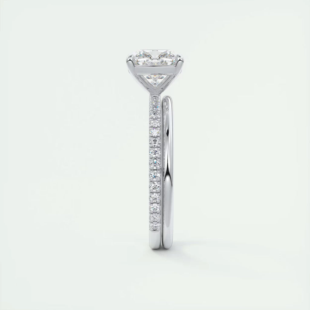 2.25 Ct Harper Pavé Center Stone Cushion with 1.5mm French Set Pavé Ring