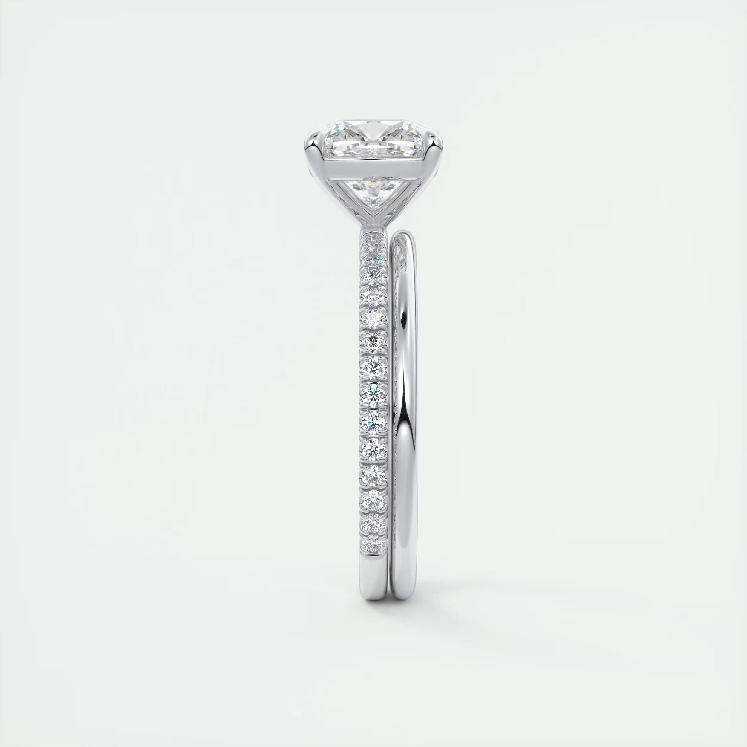 2.25 Ct Harper Pavé Center Stone Cushion with 1.5mm French Set Pavé Ring