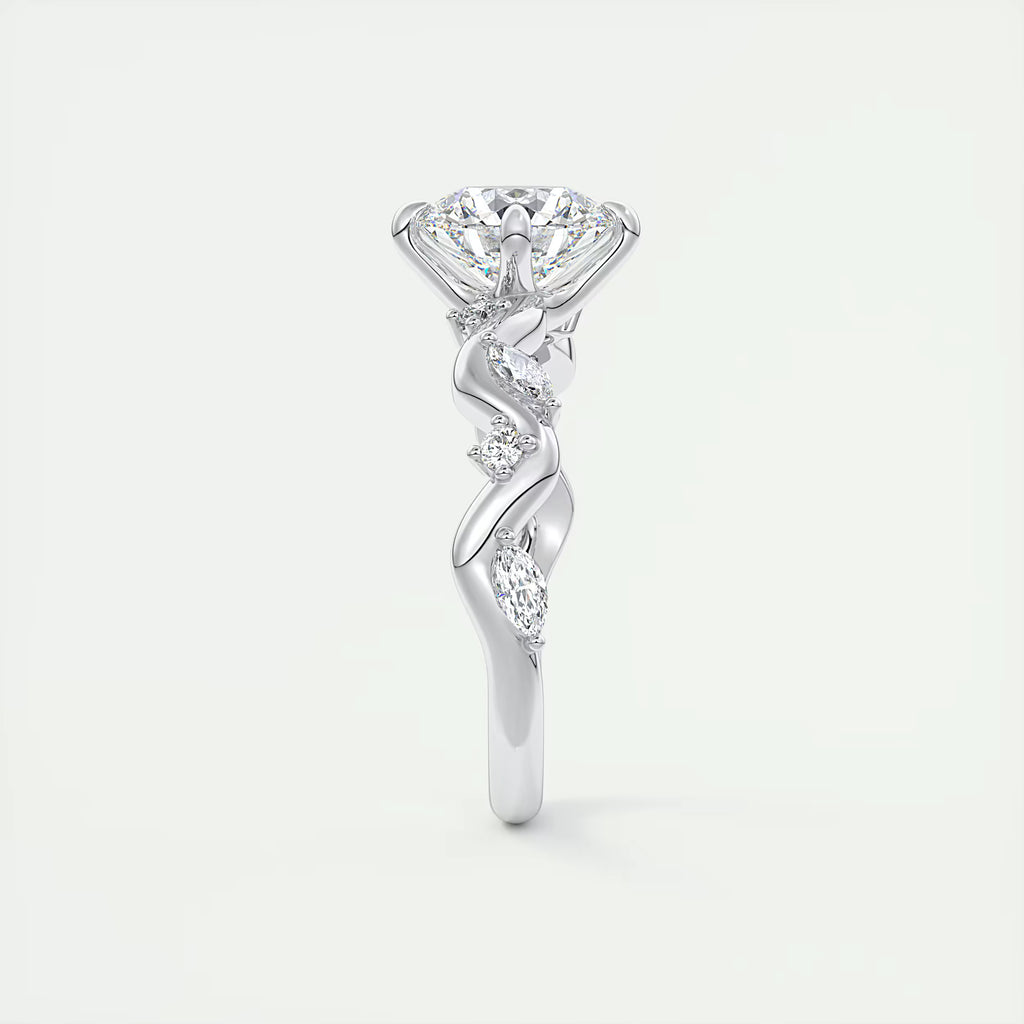 2.00 Ct Round Solitaire Forever One Floral Engagement Ring