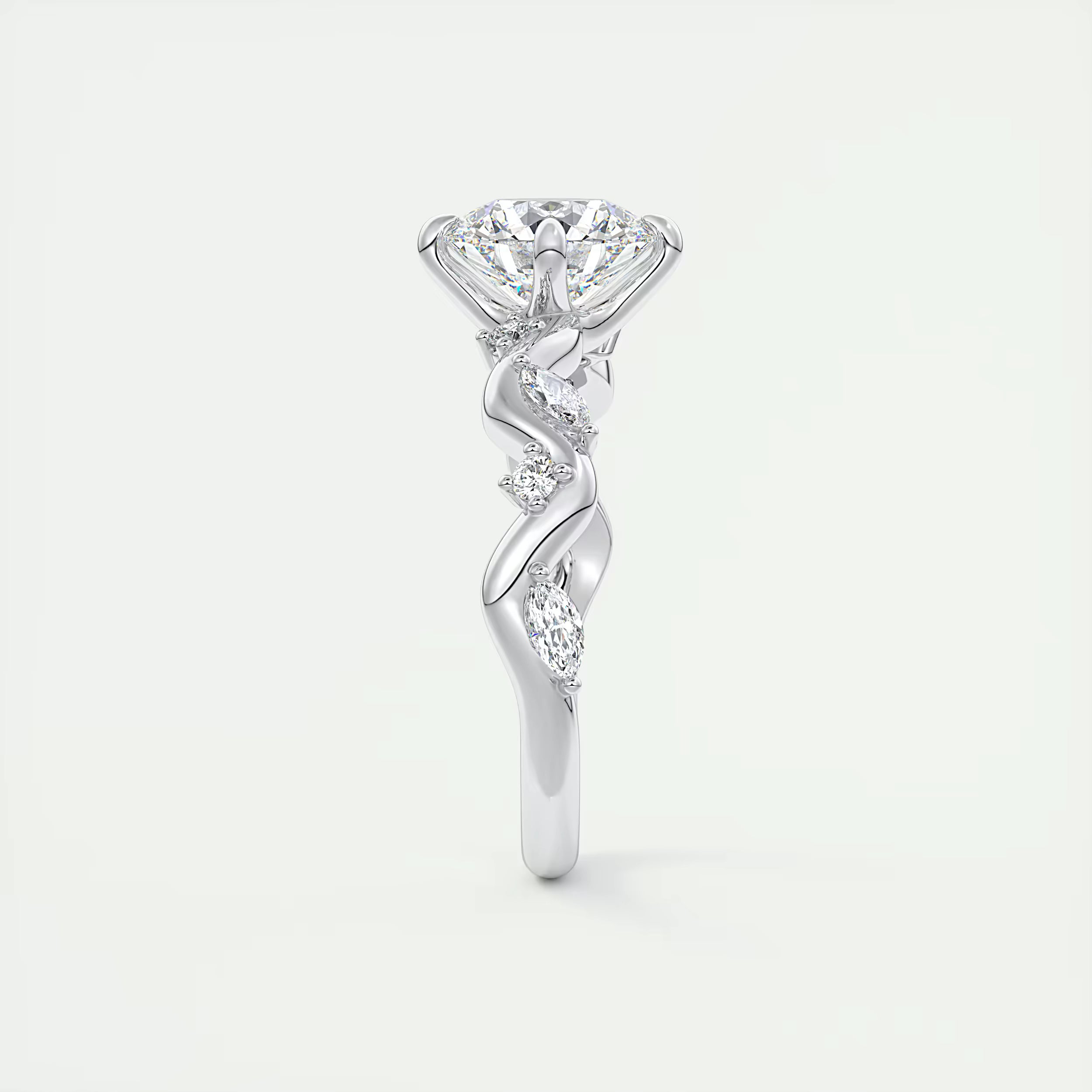 2.00 Ct Round Solitaire Forever One Floral Engagement Ring