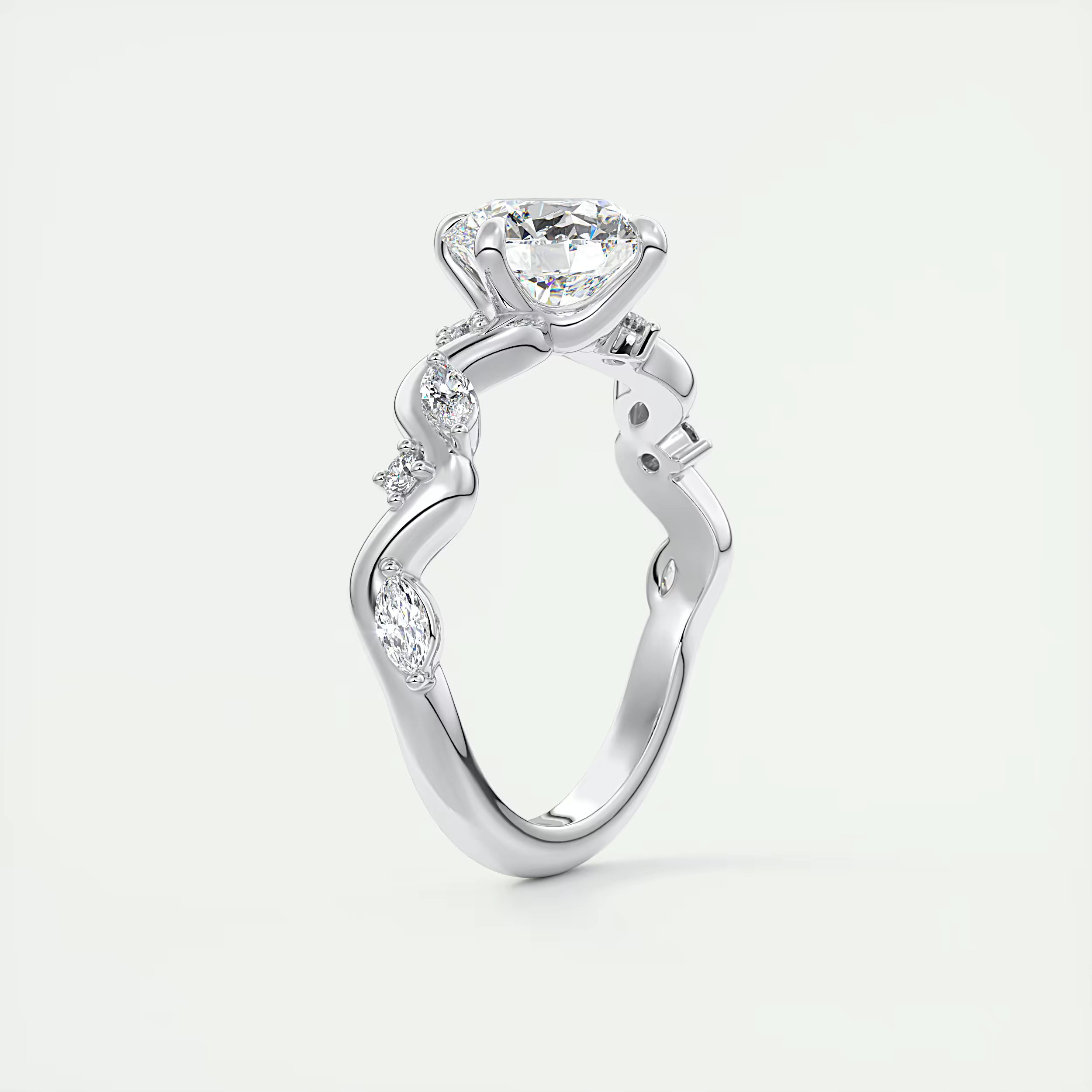 2.00 Ct Round Solitaire Forever One Floral Engagement Ring