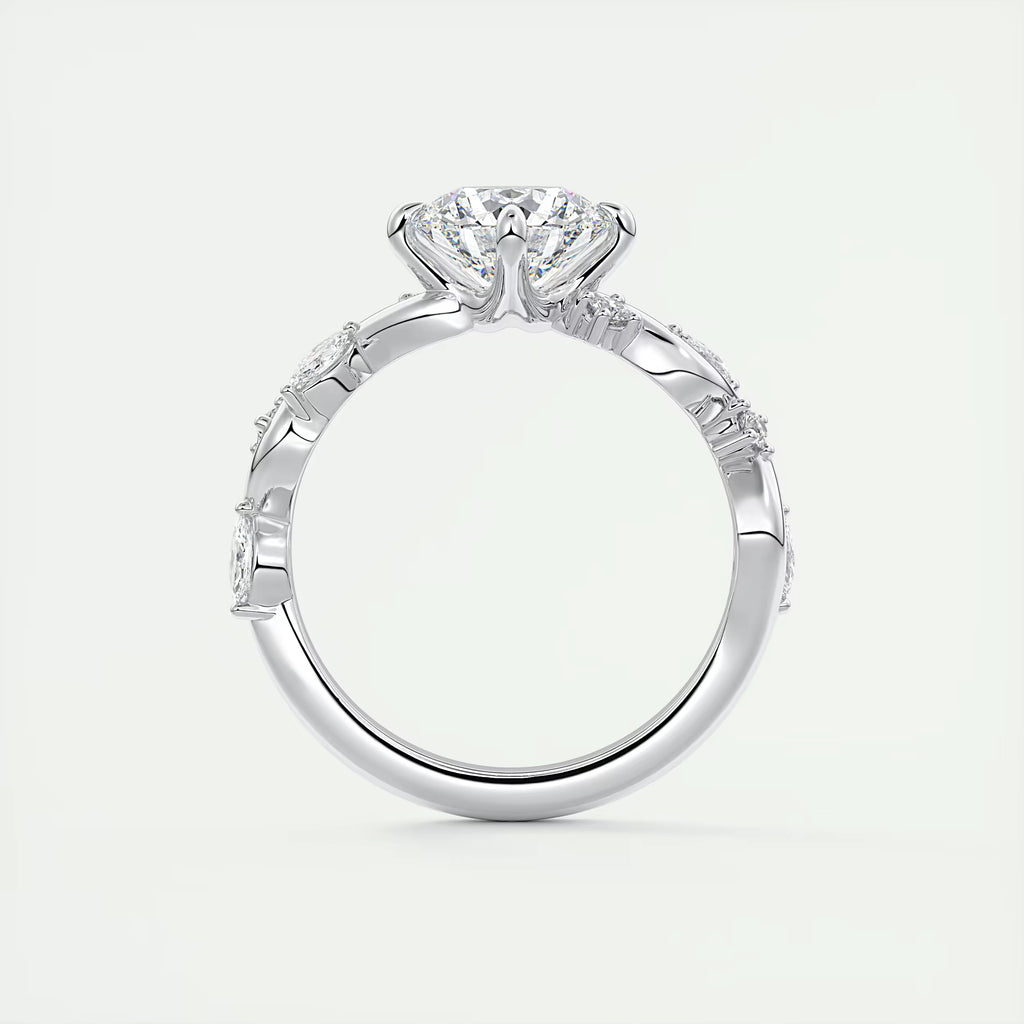 2.00 Ct Round Solitaire Forever One Floral Engagement Ring