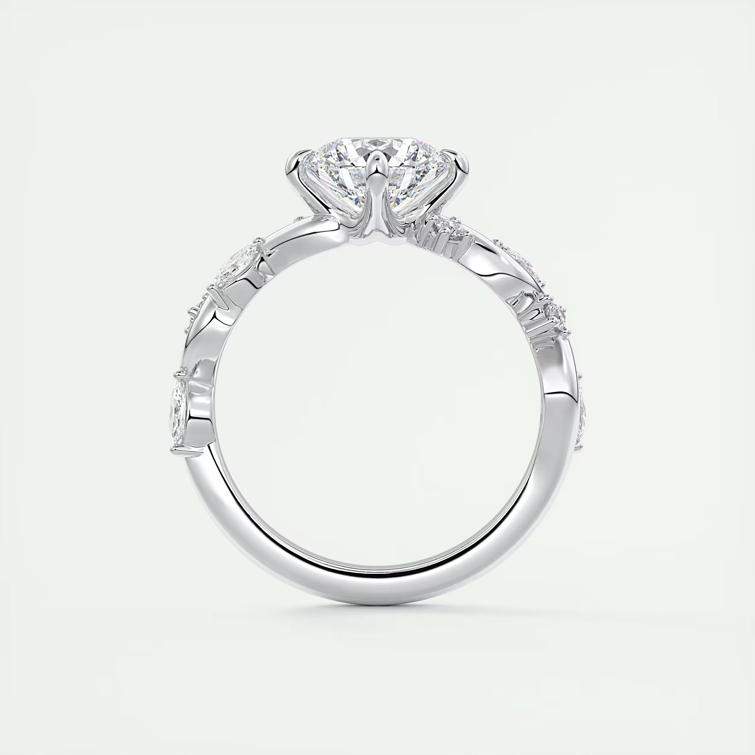 2.00 Ct Round Solitaire Forever One Floral Engagement Ring