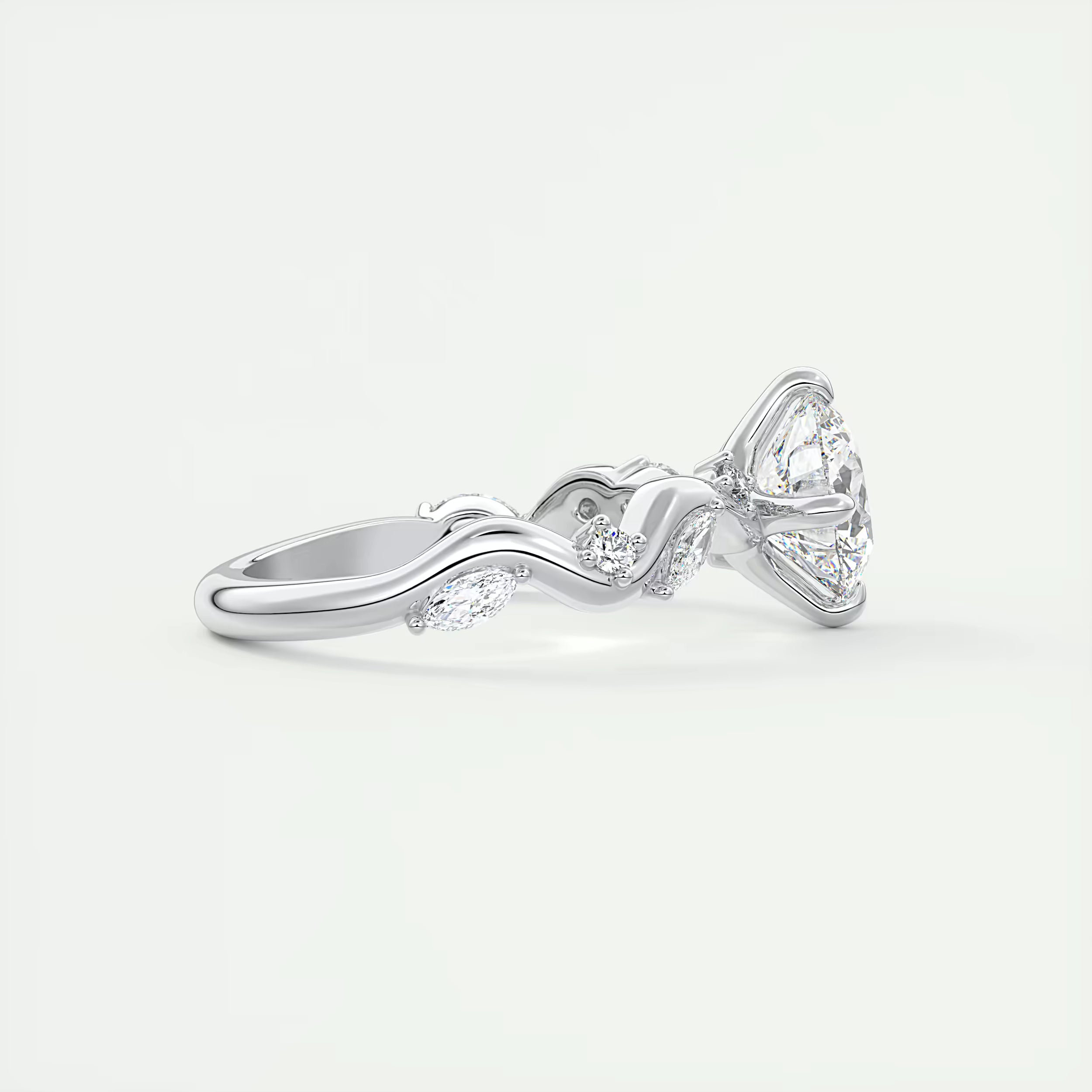 2.00 Ct Round Solitaire Forever One Floral Engagement Ring