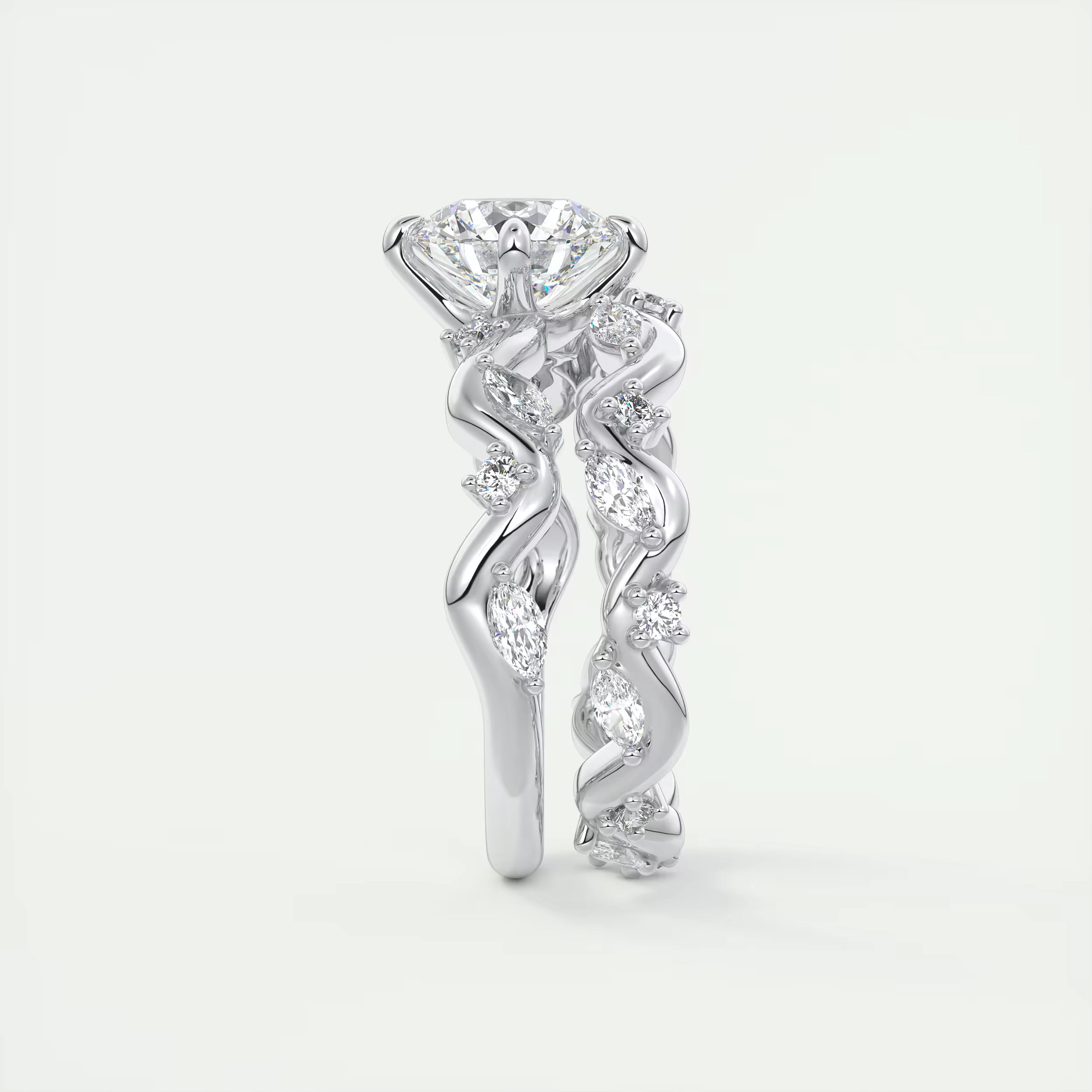 2.00 Ct Round Solitaire Forever One Floral Engagement Ring