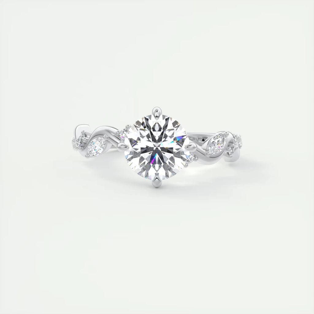 2.00 Ct Round Solitaire Forever One Floral Engagement Ring