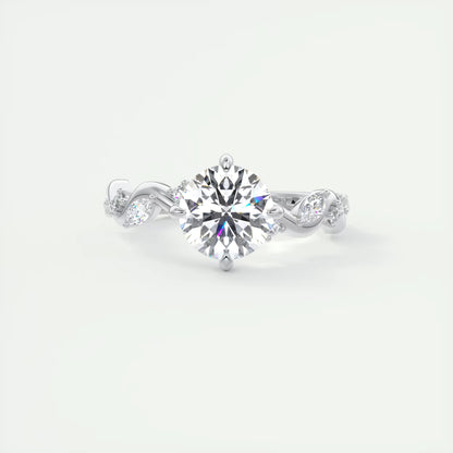 8-9 GM Round Solitaire Forever One Floral Engagement Ring