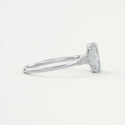 2.15 Ct Plunge Emerald Plunge Three Stone Engagement Rings