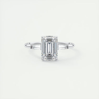 2.15 Ct Plunge Emerald Plunge Three Stone Engagement Rings