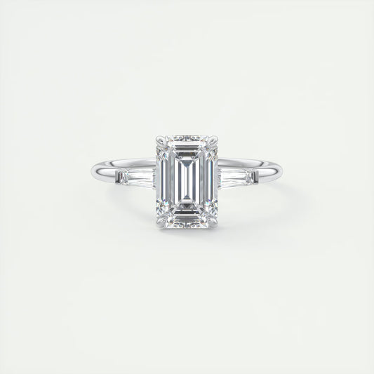 2.15 Ct Plunge Emerald Plunge Three Stone Engagement Rings