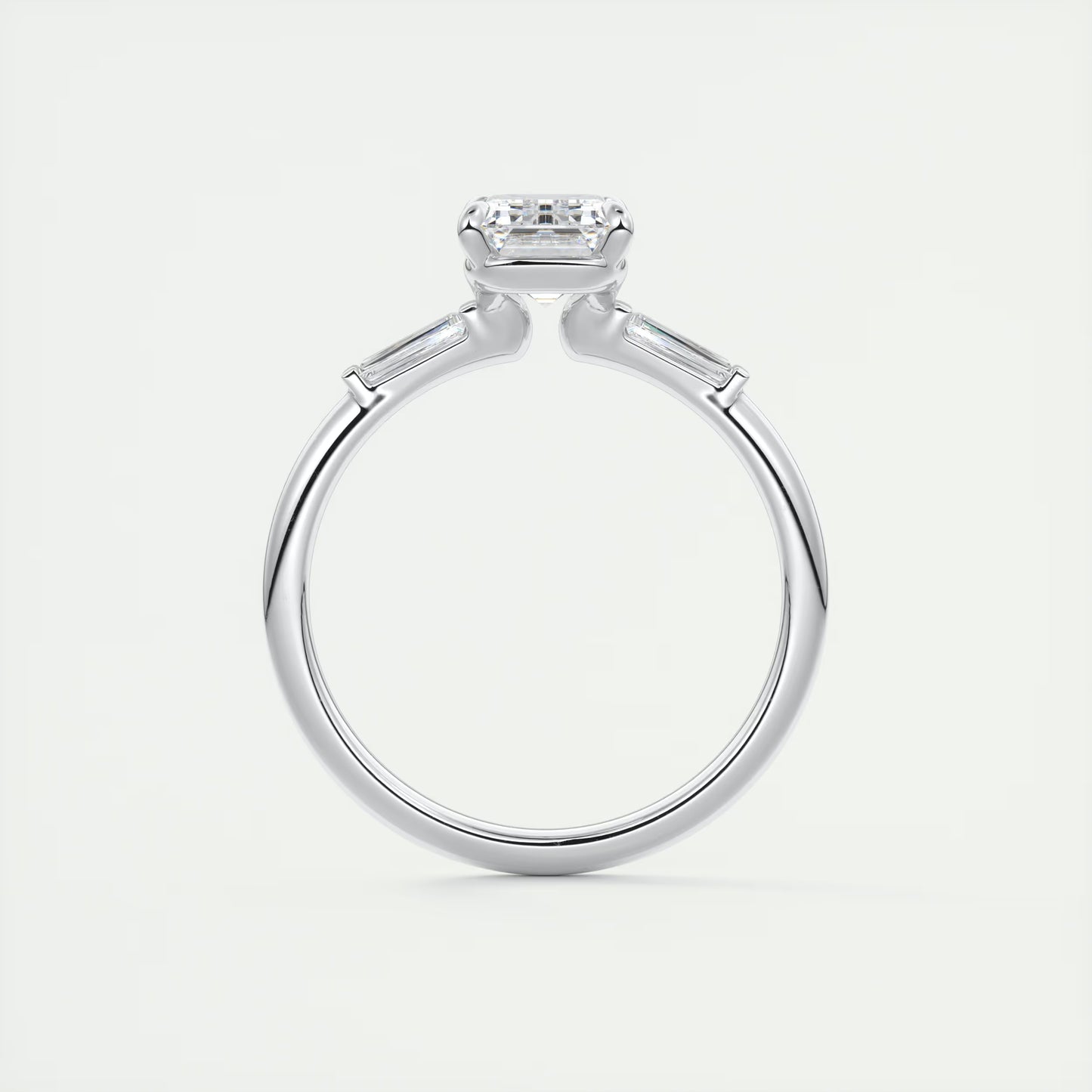 2.15 Ct Plunge Emerald Plunge Three Stone Engagement Rings