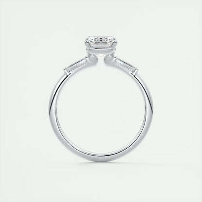 2.15 Ct Plunge Emerald Plunge Three Stone Engagement Rings