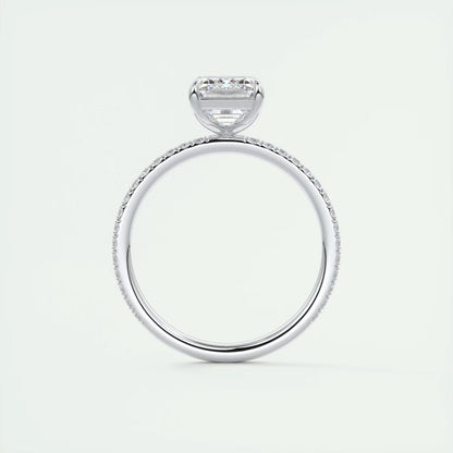 2.25 Ct Harper Pavé Emerald Center with 1.5mm French Set Pavé Ring