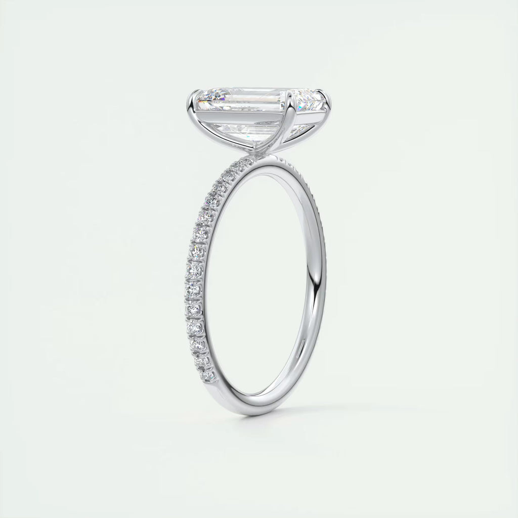 2.25 Ct Harper Pavé Center Stone Emerald with 1.5mm French Set Pavé Ring