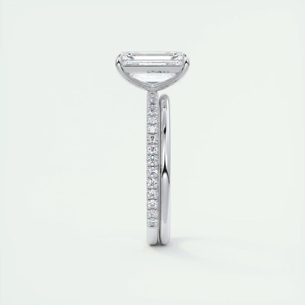 2.25 Ct Harper Pavé Center Stone Emerald with 1.5mm French Set Pavé Ring