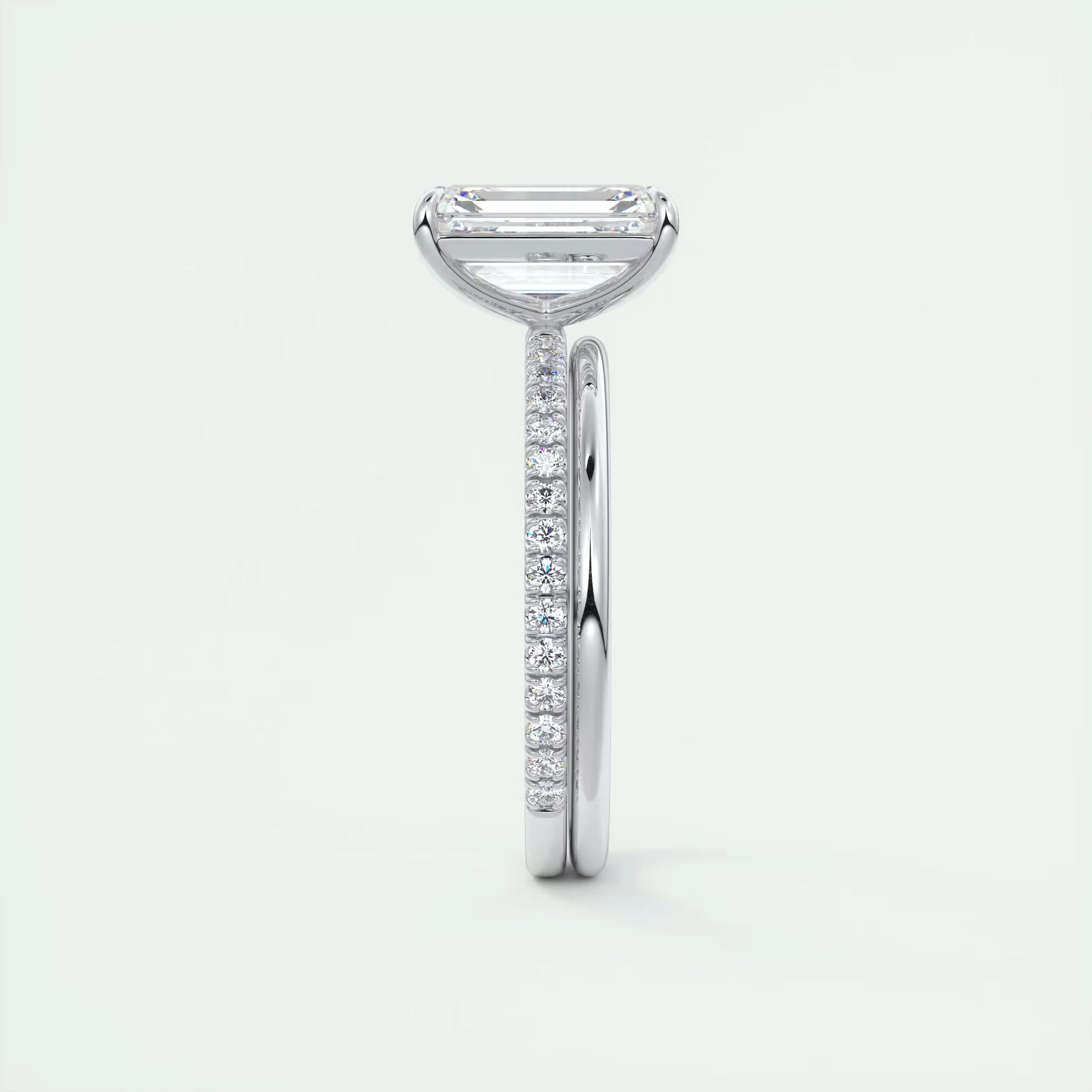 2.25 Ct Harper Pavé Center Stone Emerald with 1.5mm French Set Pavé Ring