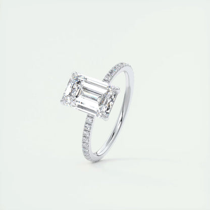 2.25 Ct Harper Pavé Emerald Center with 1.5mm French Set Pavé Ring
