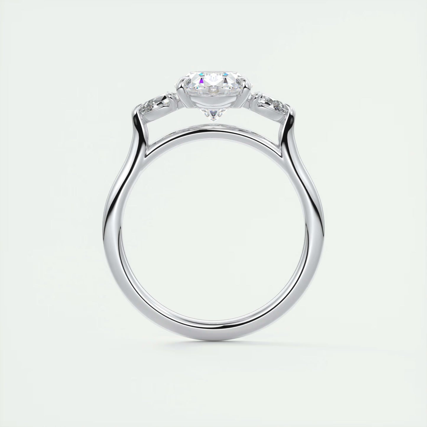 2.50 Ct Breezy Pears Oval Solitaire Side Stone Rings