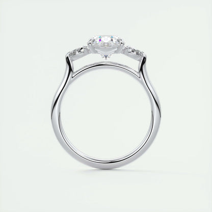 2.50 Ct Breezy Pears Oval Solitaire Side Stone Rings