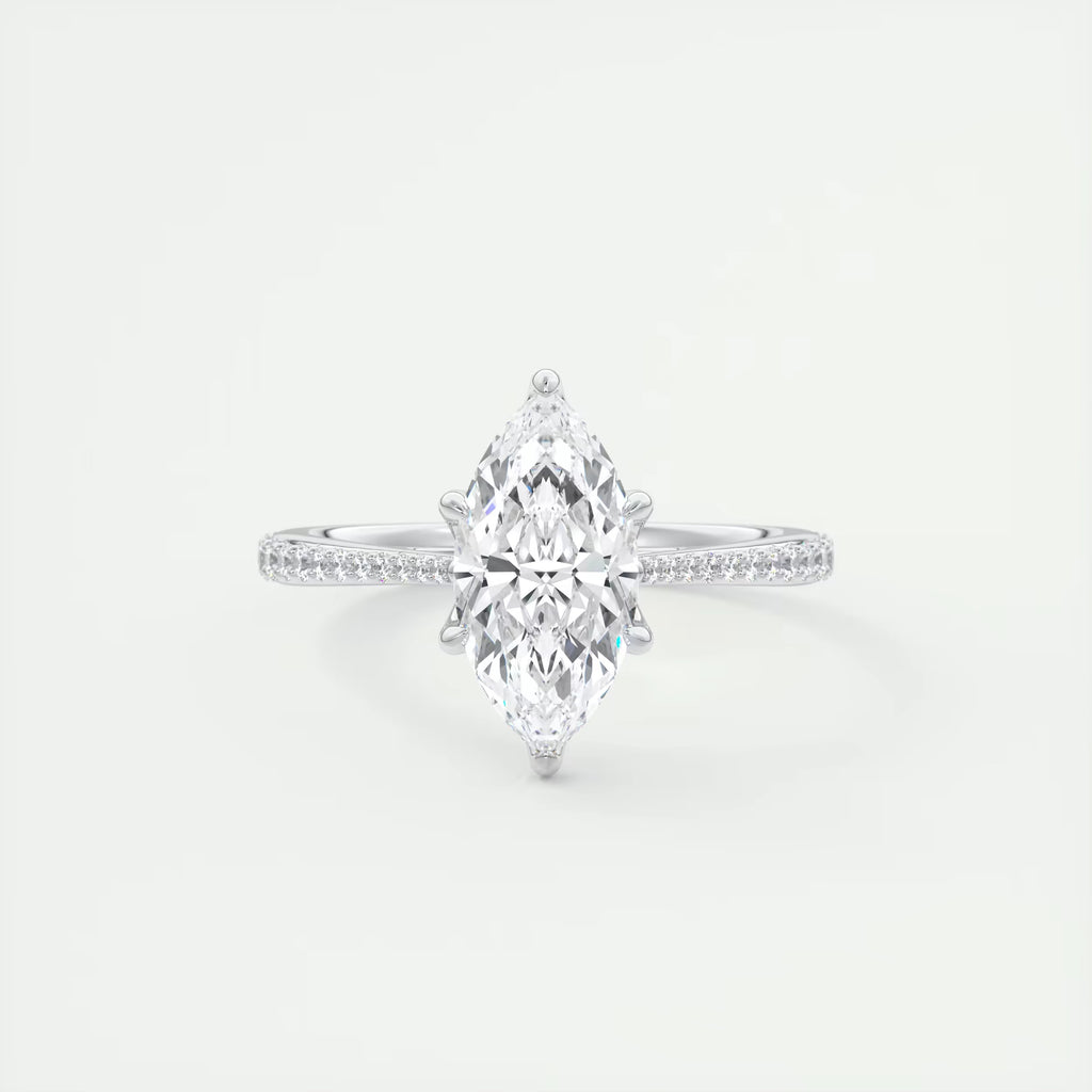 1.85 Ct Cathedral Royale Pavé Marquise Floral Flush Stacking Pave Cathedral six prong Ring