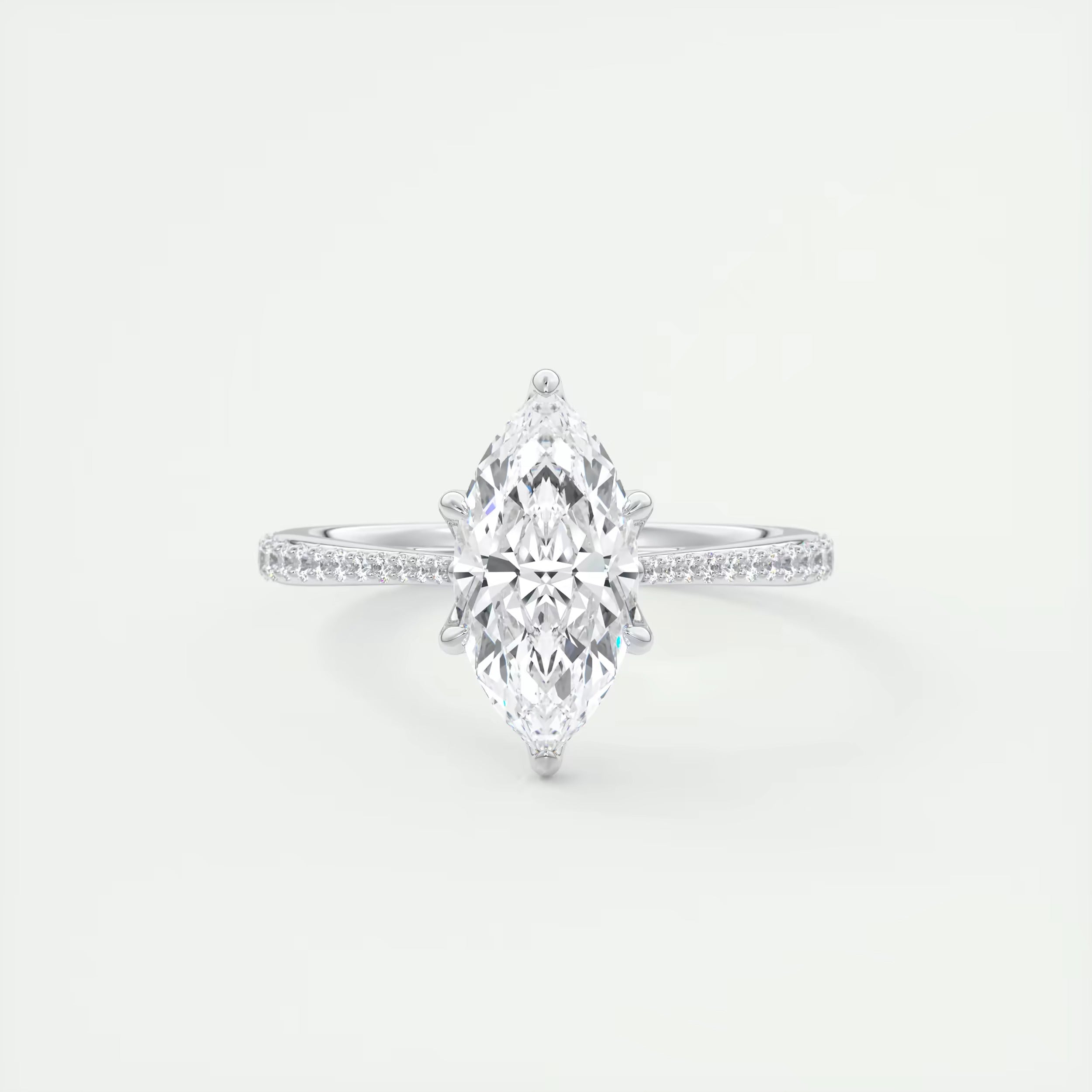 1.85 Ct Cathedral Royale Pavé Marquise Floral Flush Stacking Pave Cathedral six prong Ring
