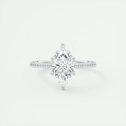 1.85 Ct Cathedral Royale Pavé Marquise Floral Flush Stacking Pave Cathedral six prong Ring