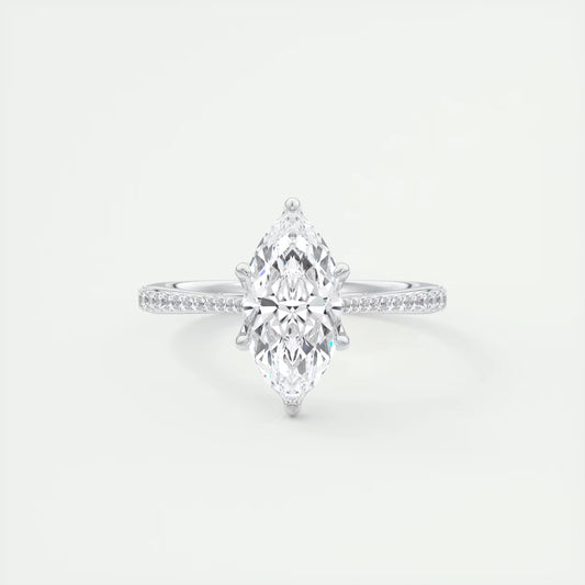 1.85 Ct Cathedral Royale Pavé Marquise Floral Flush Stacking Pave Cathedral six prong Ring