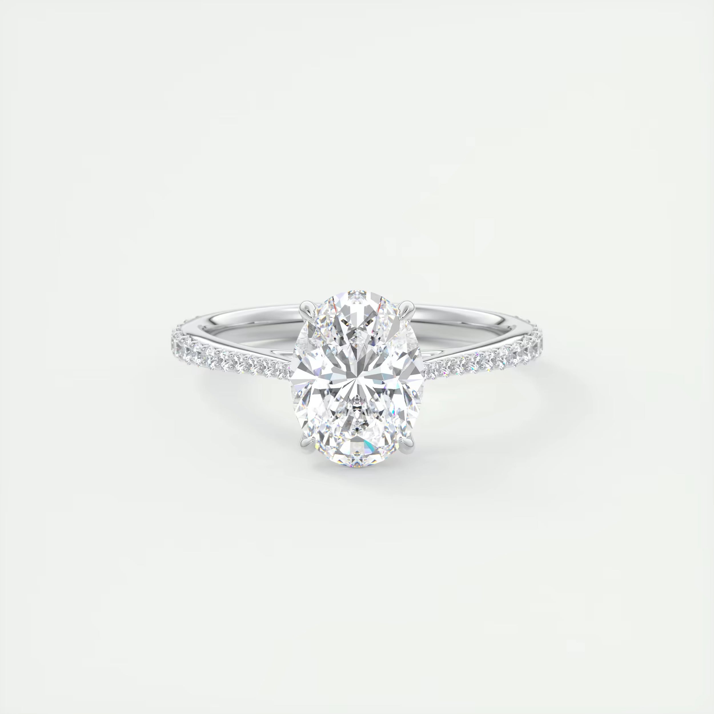 1.85 Ct Cathedral Royale Pavé Center Stone Oval Floral Solitaire Ring