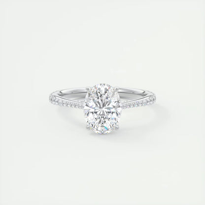 1.85 Ct Cathedral Royale Pavé Oval Floral Solitaire Ring