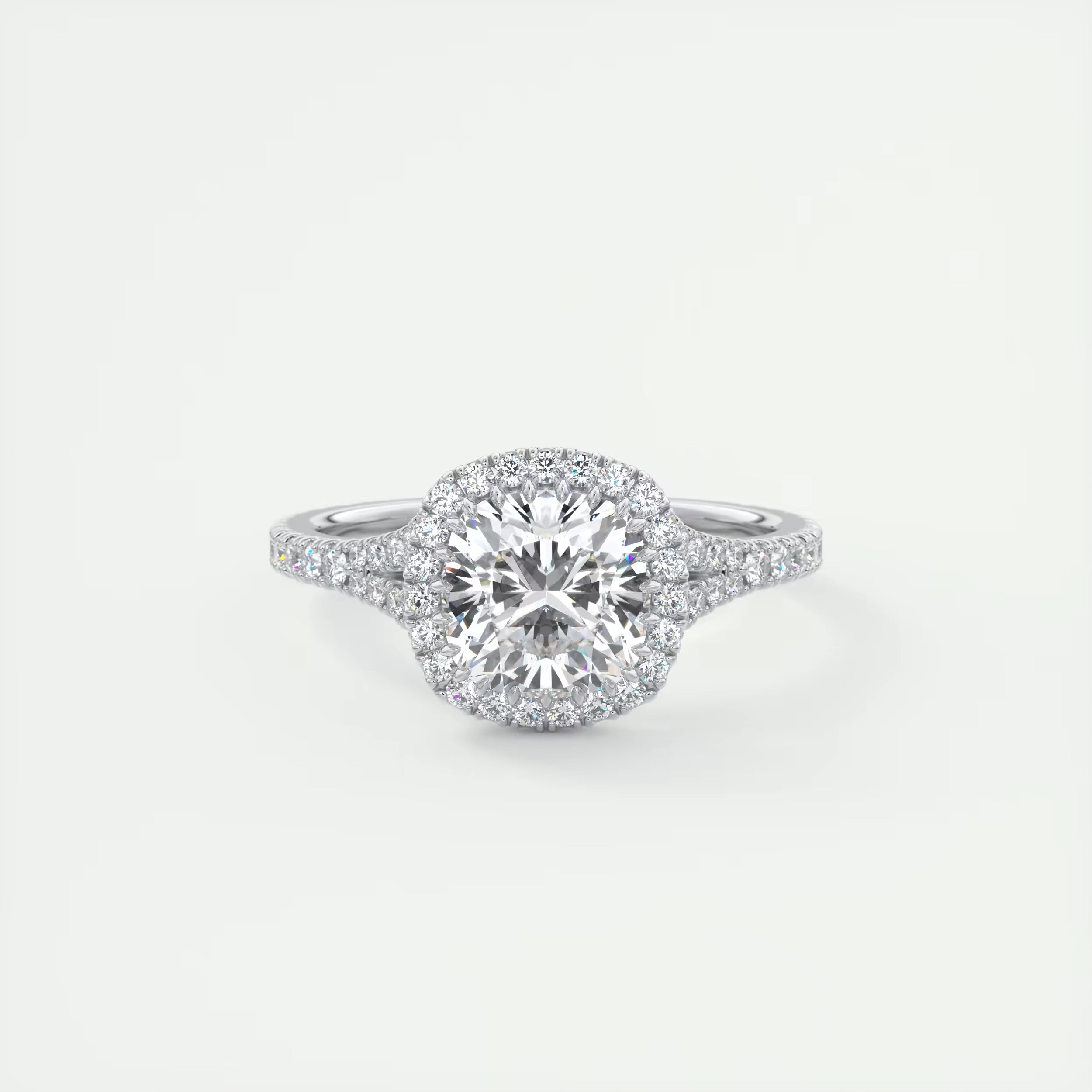 2.50 Ct The French Halo Cushion Cut Diamond with Miniature Prongs  french pavé Ring