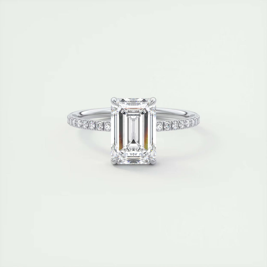 2.25 Ct Harper Pavé Center Stone Emerald with 1.5mm French Set Pavé Ring