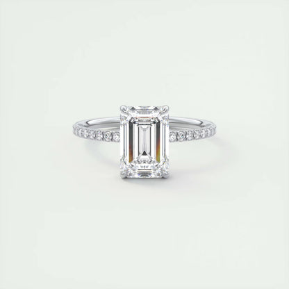 2.25 Ct Harper Pavé Emerald Center with 1.5mm French Set Pavé Ring