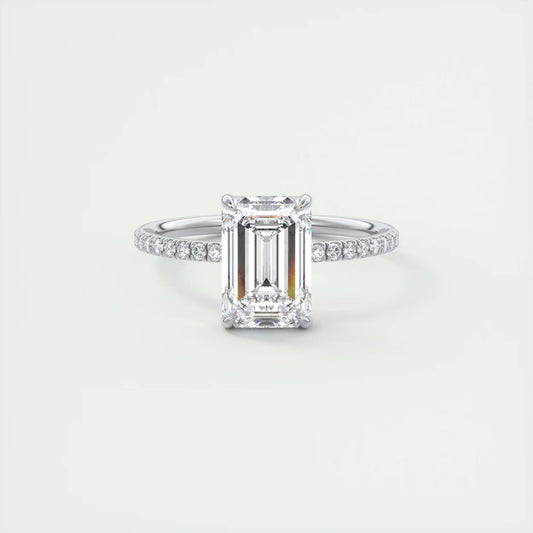 2.25 Ct Harper Pavé Emerald Center with 1.5mm French Set Pavé Ring