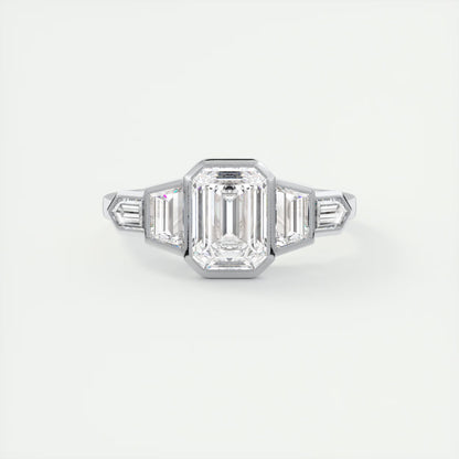 2.16 Ct The Deco Bullet & Trapezoid &Emerald - The Deco Five Stone Ring Engagement Rings