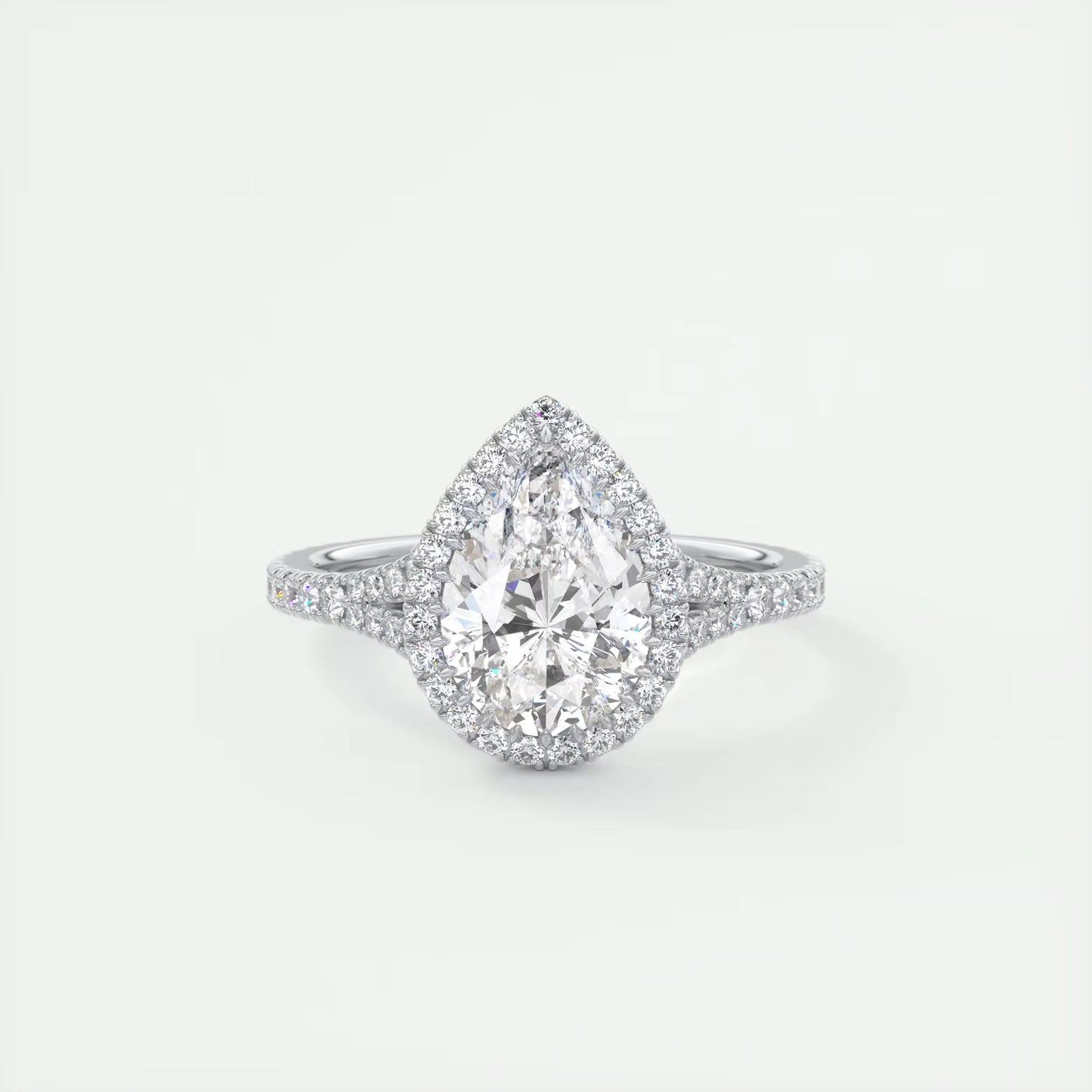 2.70 Ct The French Halo Pear Cut Diamond with Miniature Prongs Ring