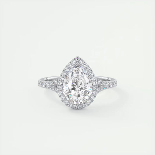 2.70 Ct The French Halo Pear Cut Diamond with Miniature Prongs Ring
