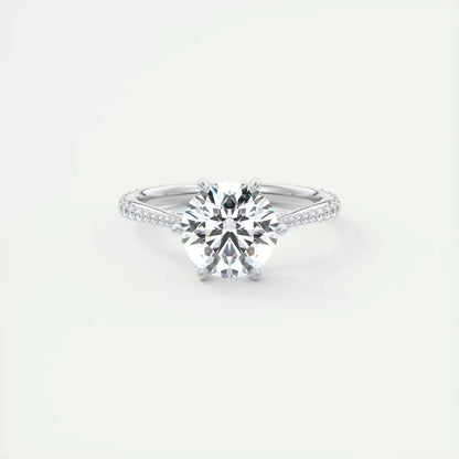 2.30 Ct The Six Point Cathedral Pavé Round Solitaire Ring
