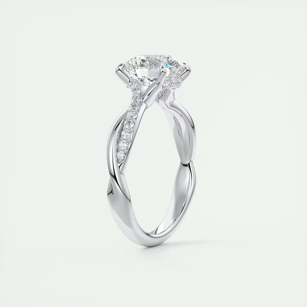 2.15 Ct The Knot Pave Round Interwoven Solitaire Rings