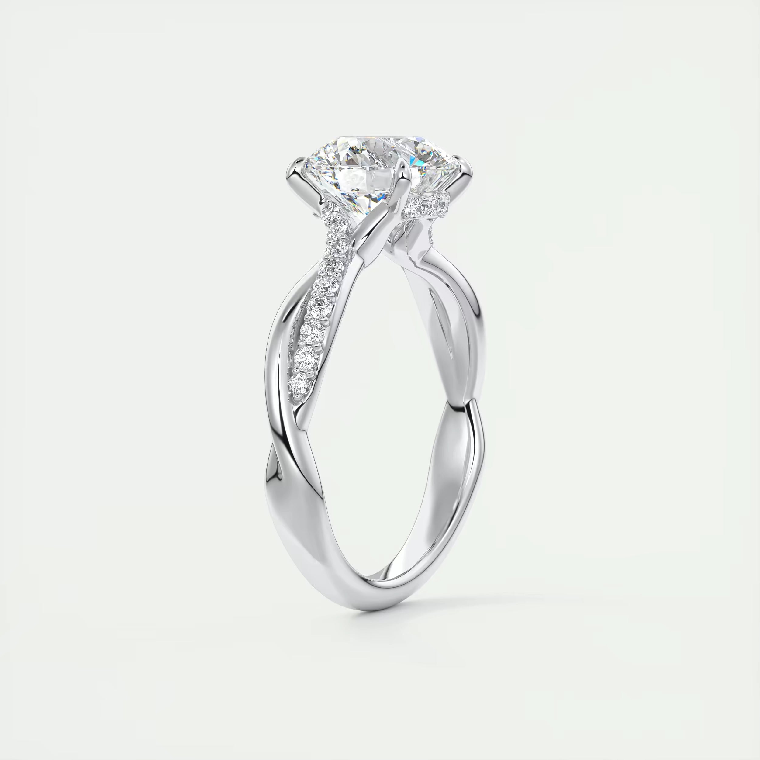 2.15 Ct The Knot Pave Round Interwoven Solitaire Rings