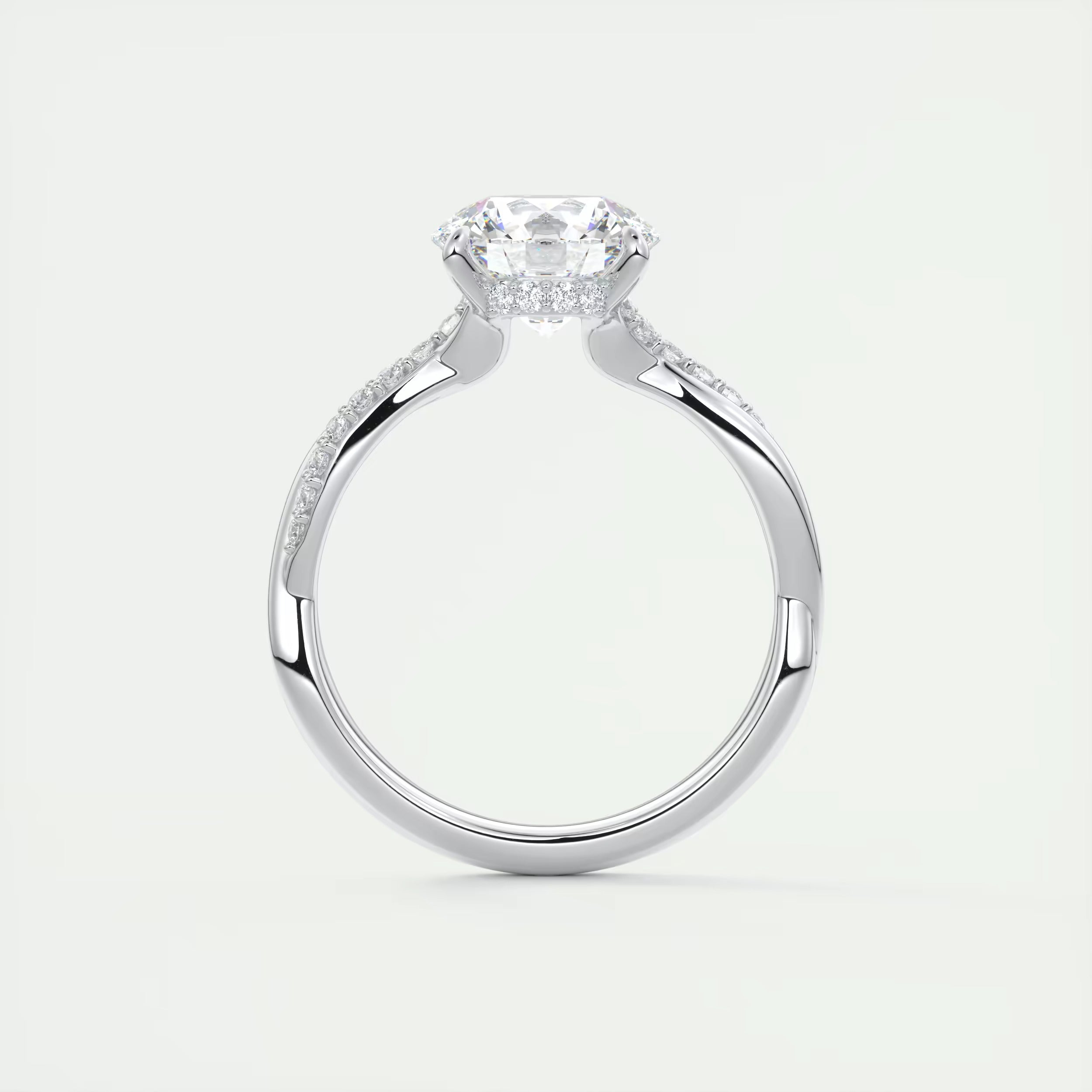 2.15 Ct The Knot Pave Round Interwoven Solitaire Rings